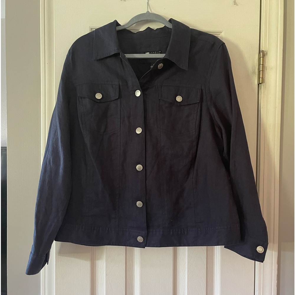 Carole Little Woman - Linen Jacket, size 1X. Navy blue.
